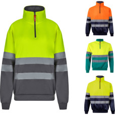 Velilla VL THOR LARGE. Two-tone sweatshirt (300g/m²) in polyester fleece (100%) / Navy blue / Orange