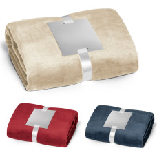 DYLEAF. (240 g/m²) fleece blanket with ribbon wrap and personalisation card / Blue