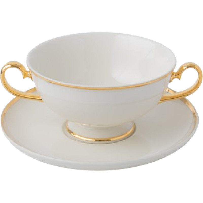 Quality Ceramic PRIMA GOLD BULJONA TASE AR OSĀM 280ML, AR APAK&Scaron;TASI 16CM, Quality Ceramic