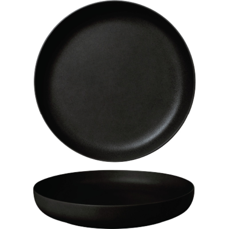 Leela Baralee FINE PLUS ŠĶĪVIS AR UZLIEKTĀM MALĀM 25.5CM, MELNS, PORCELĀNS, Leela Baralee