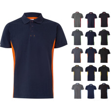 Velilla VL SUPAY. Two-tone piqué polo shirt (180g/m²), short sleeve, in cotton (60%) and polyester (40%) / Grey / Light blue