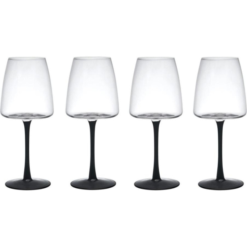 Mikasa PALERMO VĪNA GLĀZES 400ML, MELNA KĀJIŅA, 4 GAB., kristalīns, Mikasa