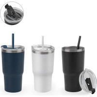 JOYNER M. Compact stainless steel travel cup (91% recycled) with vacuum insulated double wall and matt finish 600 mL