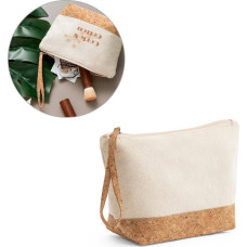 BLANCHETT. 100% cotton and cork toiletry bag / Light natural
