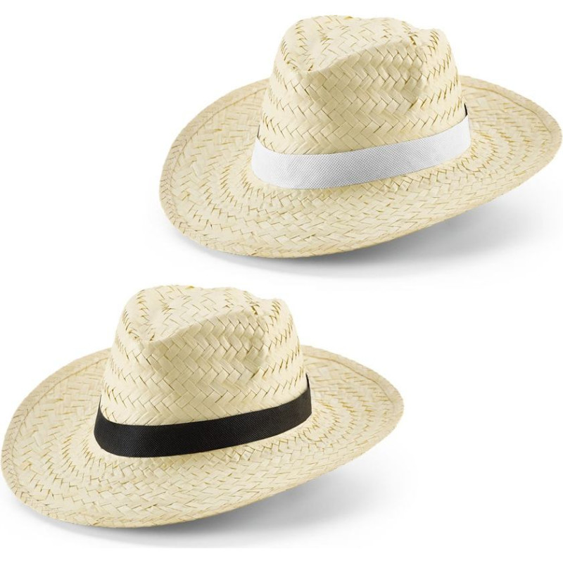 EDWARD POLI. Natural straw hat with polyester ribbon