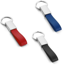 WATOH. Round metal and PU keyring