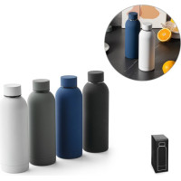 ODIN. Double wall vacuum stainless steel (36% recycled) bottle with rubber coating 550 mL